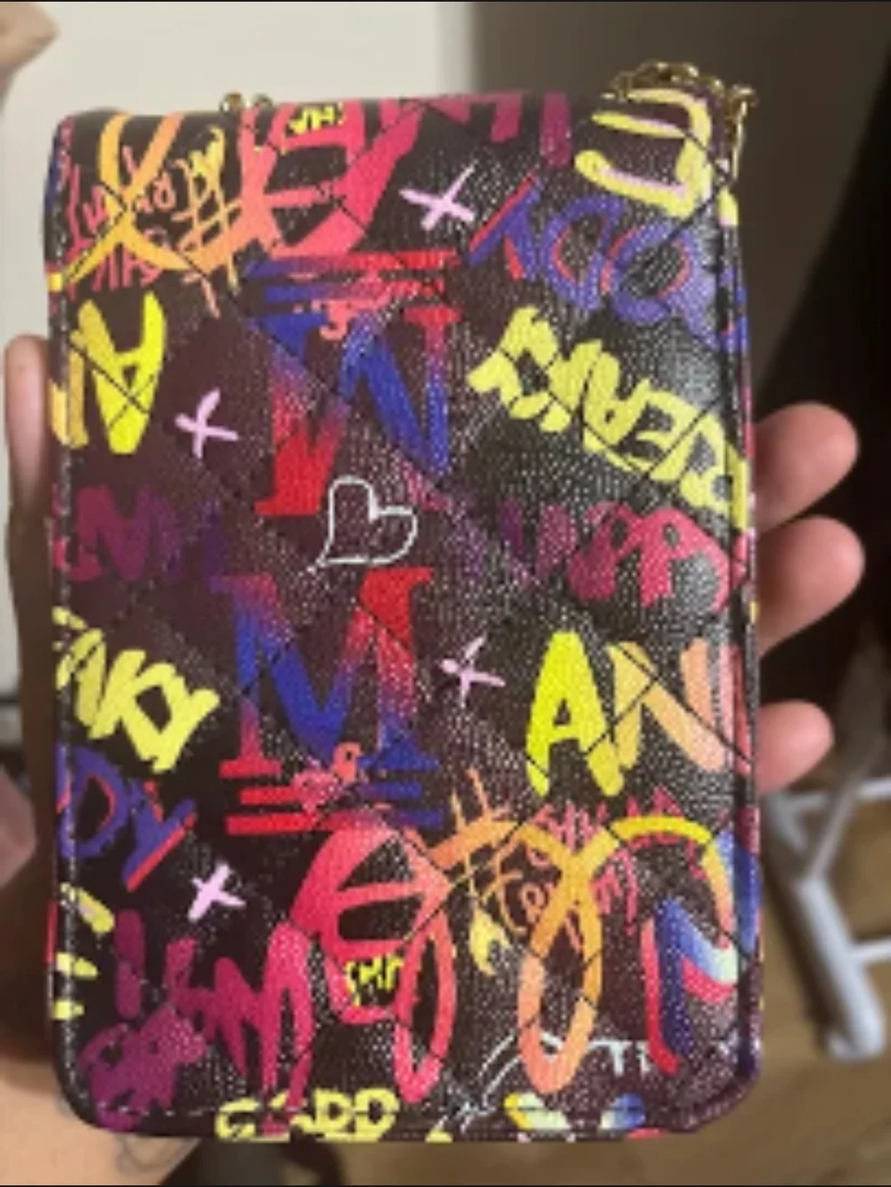 Phone Crossbody Pouch – Graffiti Print (Black)